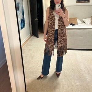 NWT Leopard print tassel long tunic vest size S-M
